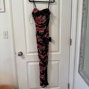 Lulu's Black and Pink Floral Dress